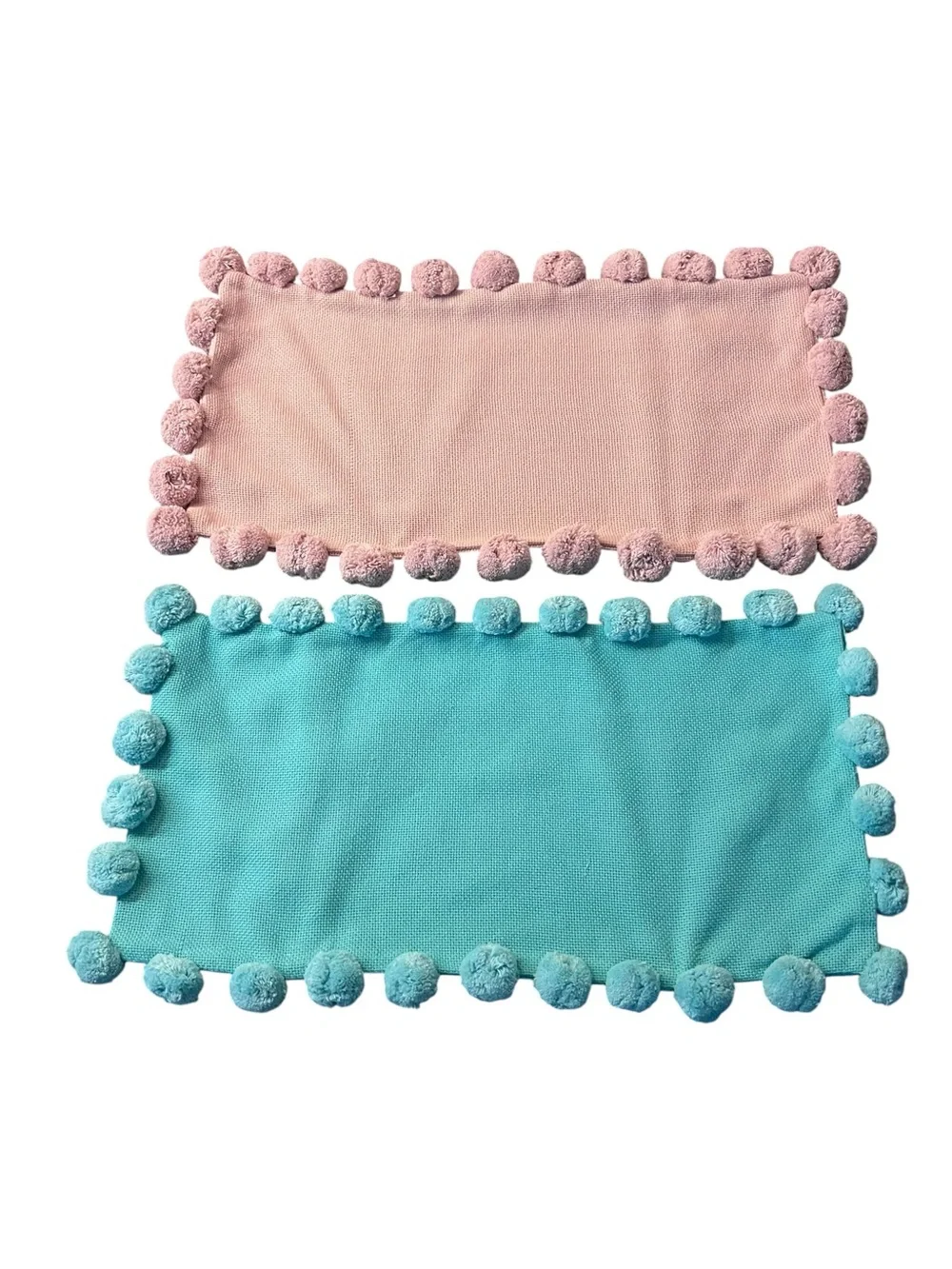 Pottery Barn Teen Set of 2 Pom-Pom Pillow Covers in Pink and Aqua NWT